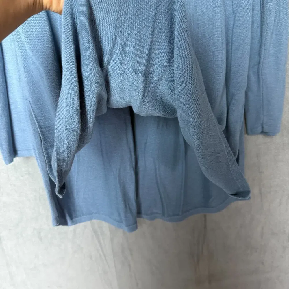 J Jill Women’s L Tall Grace Blue‎ Tunic Sweater Dress Heather Wool Blend Stretch